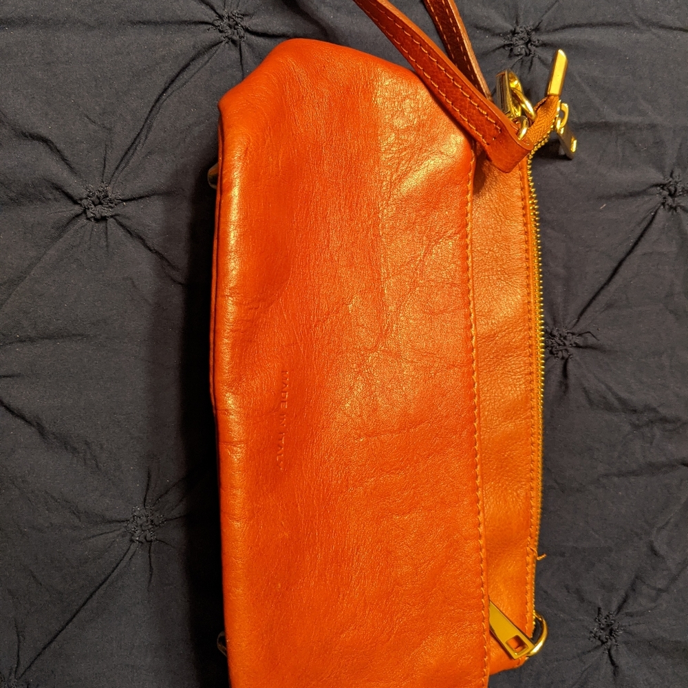 Orange Leather Crossbody Bag